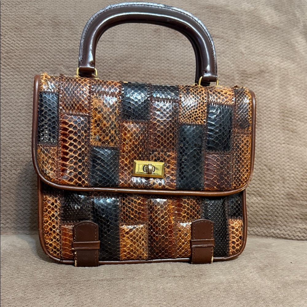 PRICE DROP!! Tano of Madrid Vintage 50s Multi Brown Lizard Double Handle